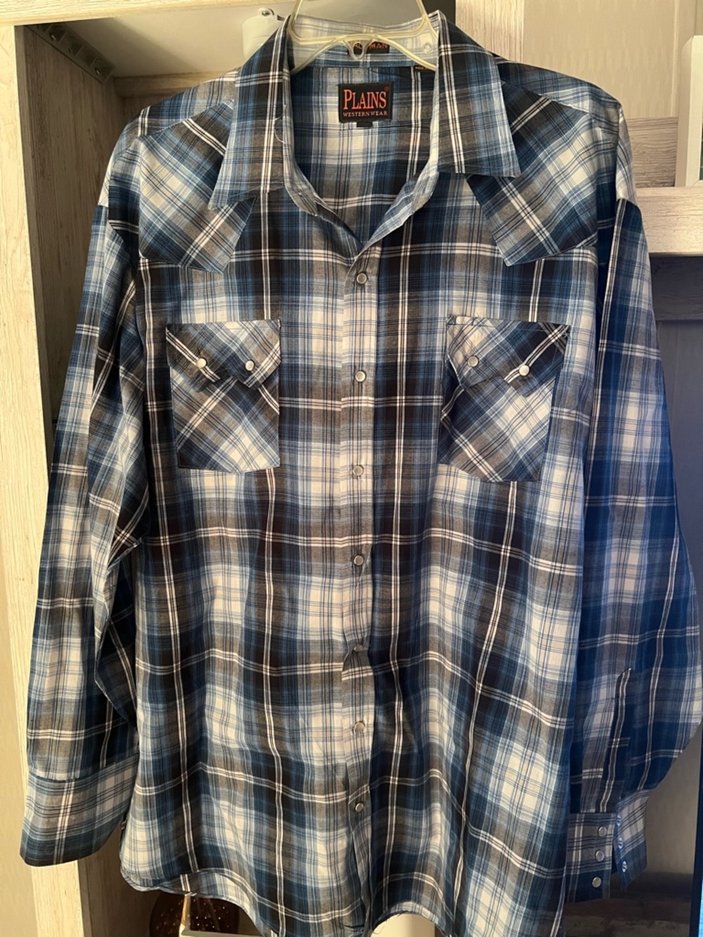 Plains Western Wear plaid pearl snap long-sleeve shirt size XXLT